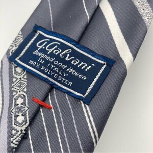 Gray Tie with White‎ Pinstripes and Pattern Accent